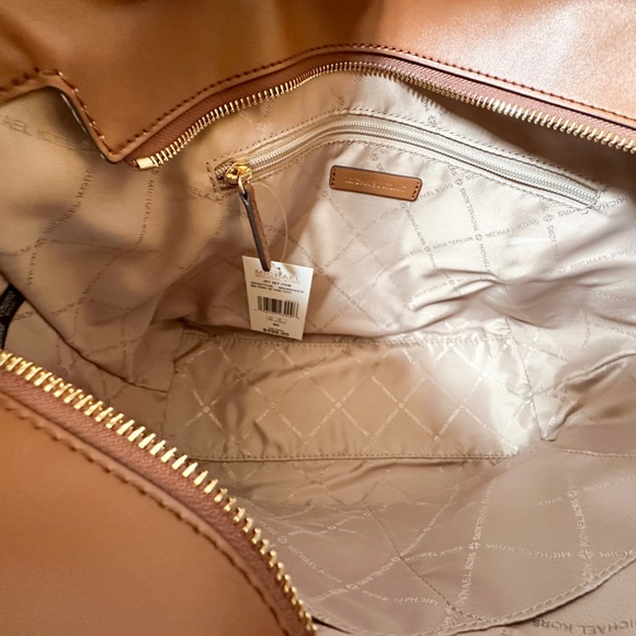 Michael Kors Jet Set Item M Shoulder Chain Tote Bag MK Gold Signature Brown - Picture 7 of 11